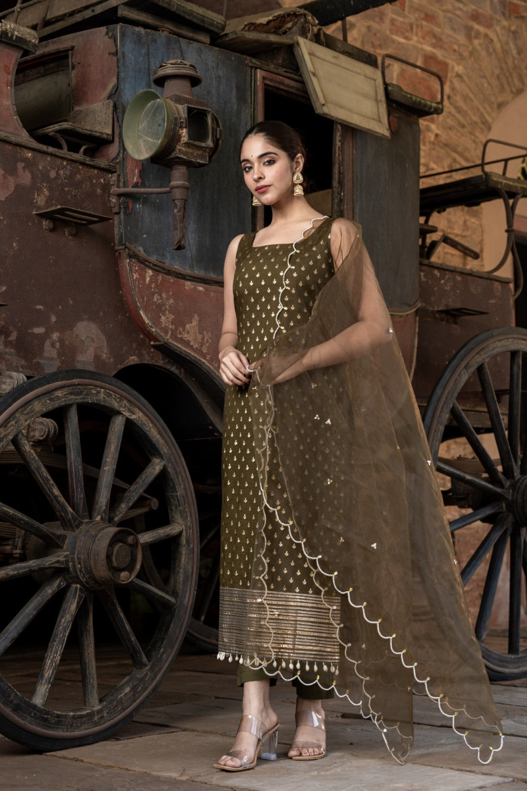 OLIVIYA STRAIGHT CHANDERI KURTA SET