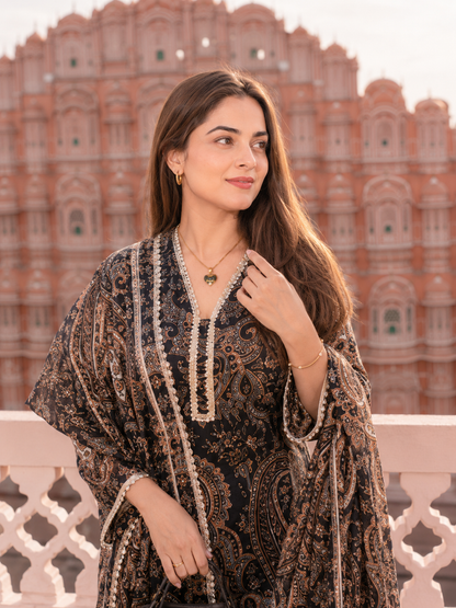 GREEN PAISLEY PRINT COTTON SUIT SET