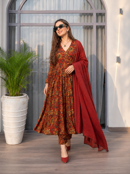 NOOR ANARKALI IN ENGLISH GREEN & MAROON