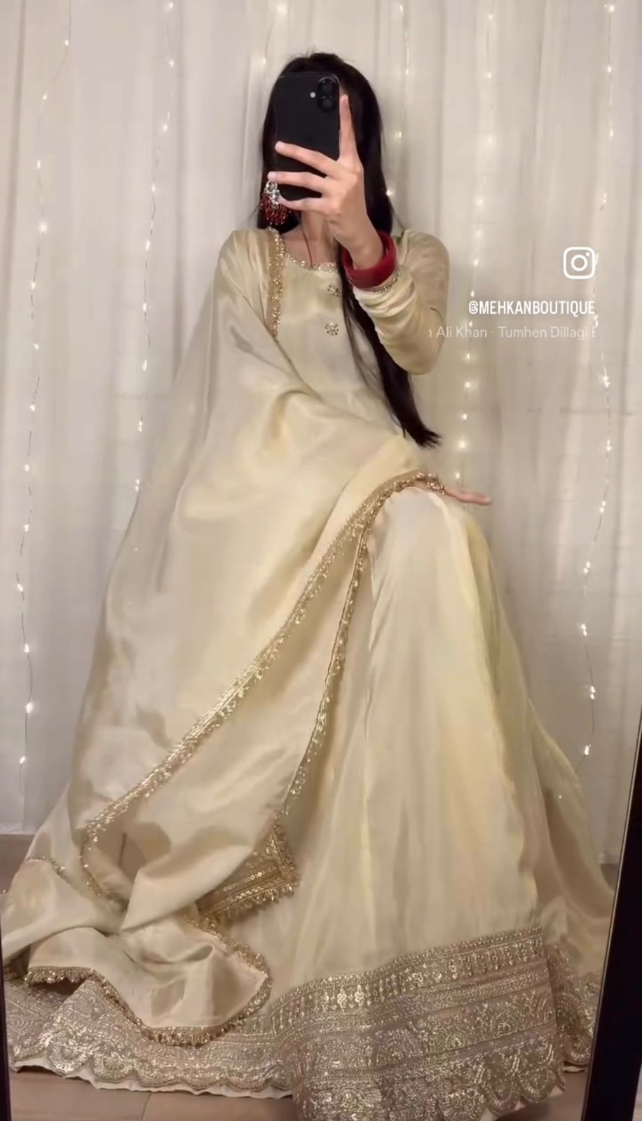 OFF-WHITE CHINON SILK ANARKALI GOWN (FULLY STTITCHED)