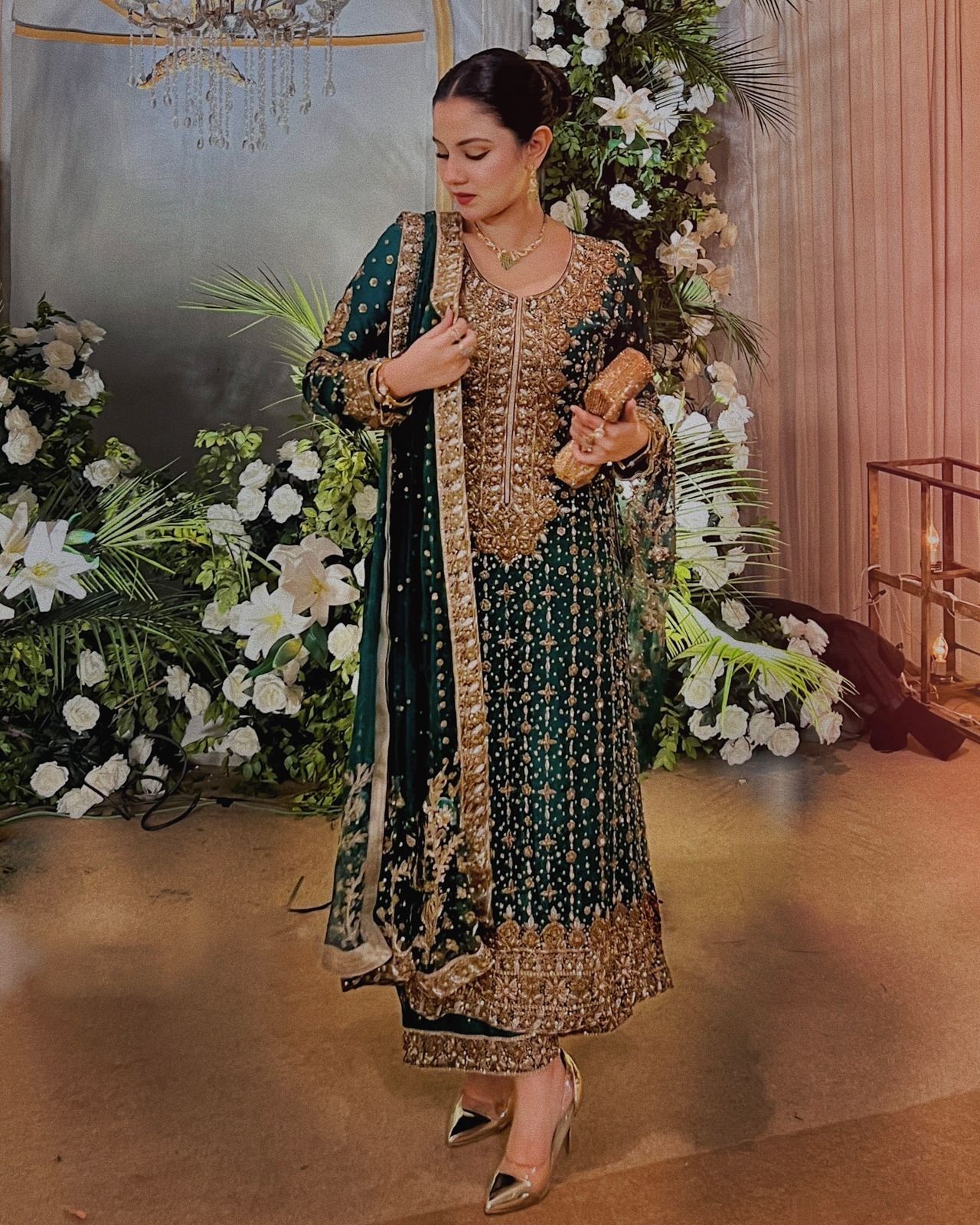 GREEN - EMBROIDERY WORK KURTA SET (FULLY STTITCHED)