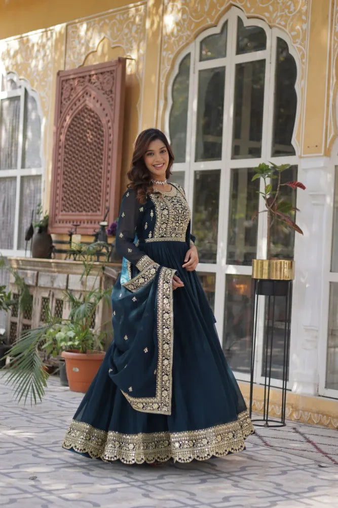 InCottoM - ZARI ANARKALI WITH DUPATTA - SET OF 2