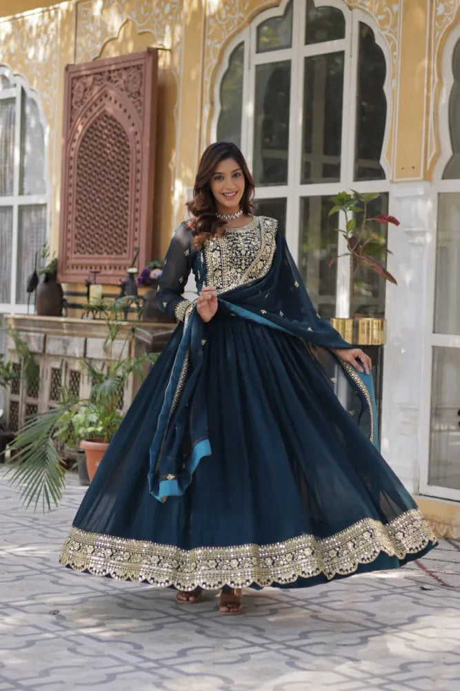 InCottoM - ZARI ANARKALI WITH DUPATTA - SET OF 2