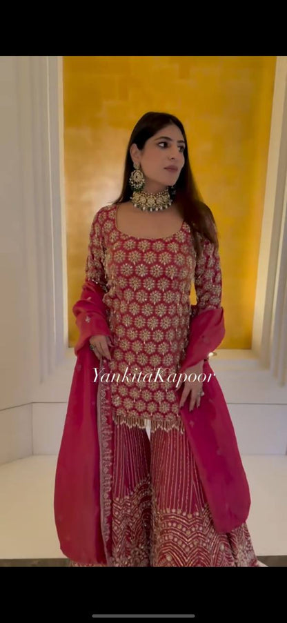 YANKITA KAPOOR - RANI PINK SHARARA SET (In.CottoM Special Outfit)