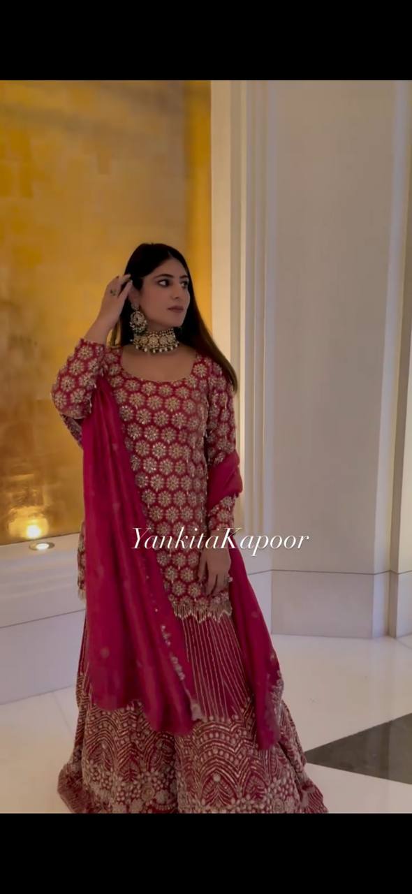 YANKITA KAPOOR - RANI PINK SHARARA SET (In.CottoM Special Outfit)
