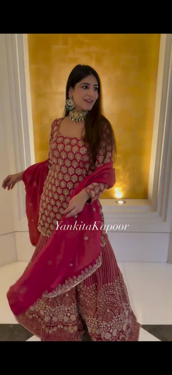 YANKITA KAPOOR - RANI PINK SHARARA SET (In.CottoM Special Outfit)