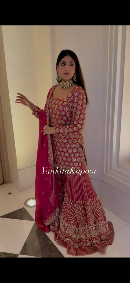 YANKITA KAPOOR - RANI PINK SHARARA SET (In.CottoM Special Outfit)