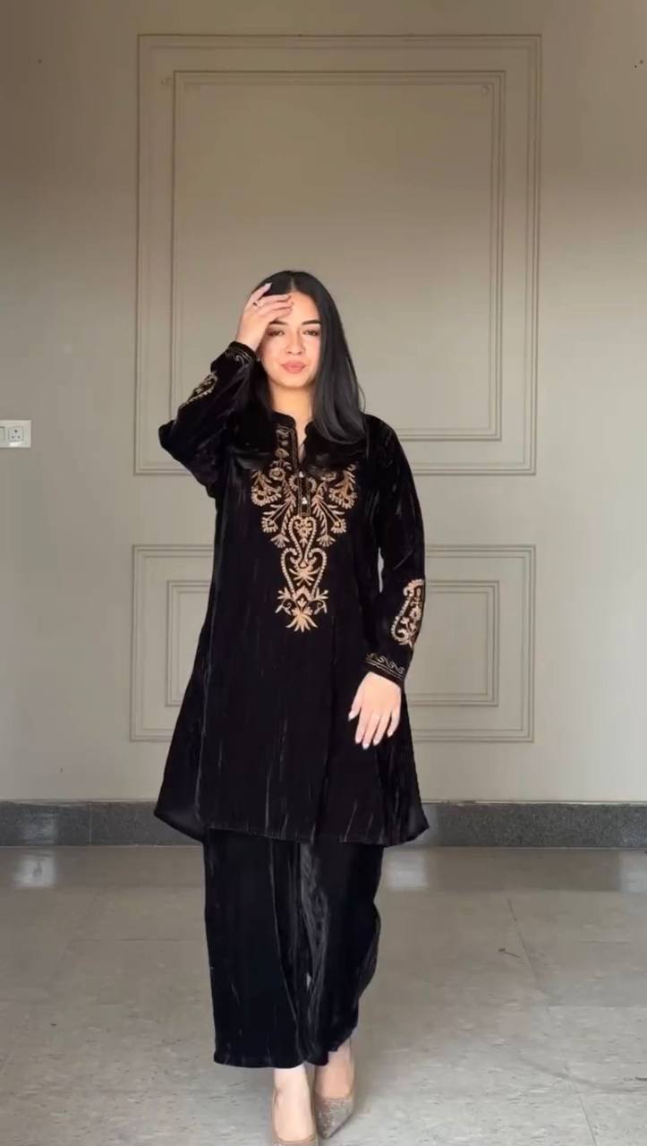 WINTER SEASON BLACK EXCLUSIVE CO-ORD SET WITH EMBROIDERY WORK