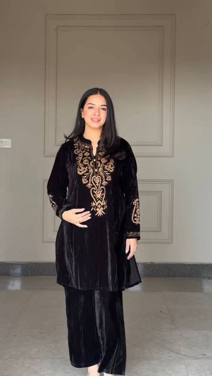 WINTER SEASON BLACK EXCLUSIVE CO-ORD SET WITH EMBROIDERY WORK