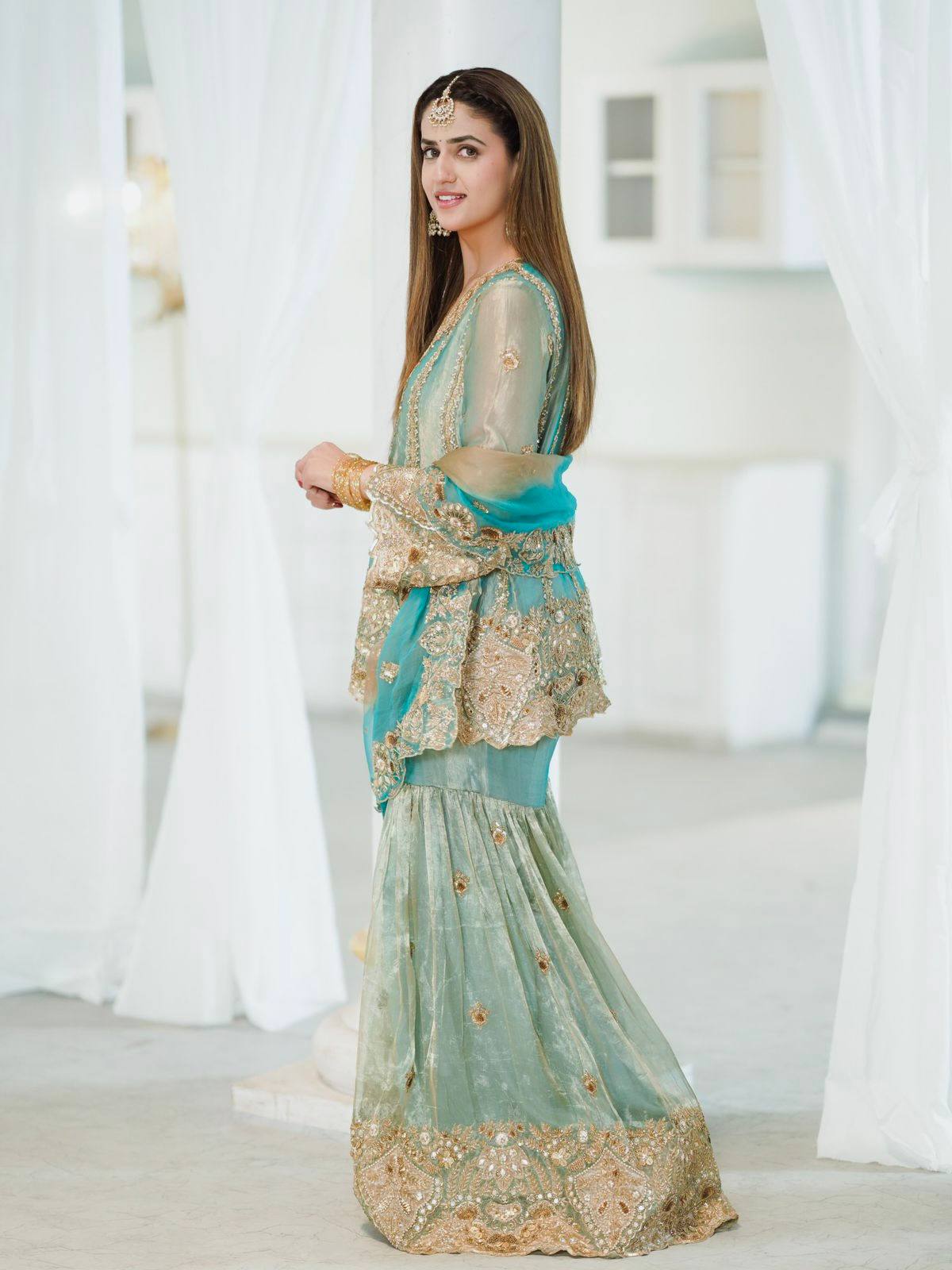 PISTA- FENDY SILK SHARARA SUIT SET