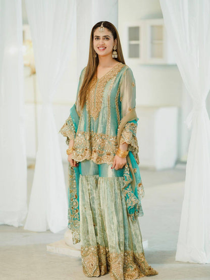 PISTA- FENDY SILK SHARARA SUIT SET