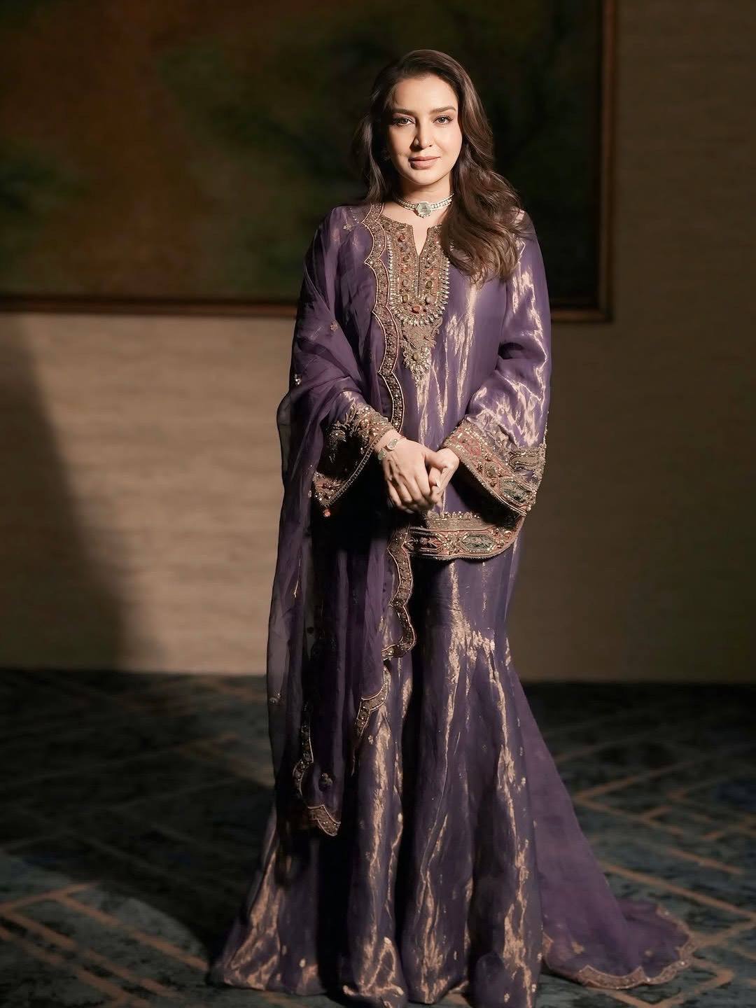 FENDY PURPLISH - SILK KURTI PLAZZO SET (Premium Quality)