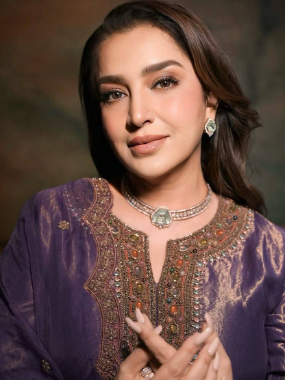 FENDY PURPLISH - SILK KURTI PLAZZO SET (Premium Quality)