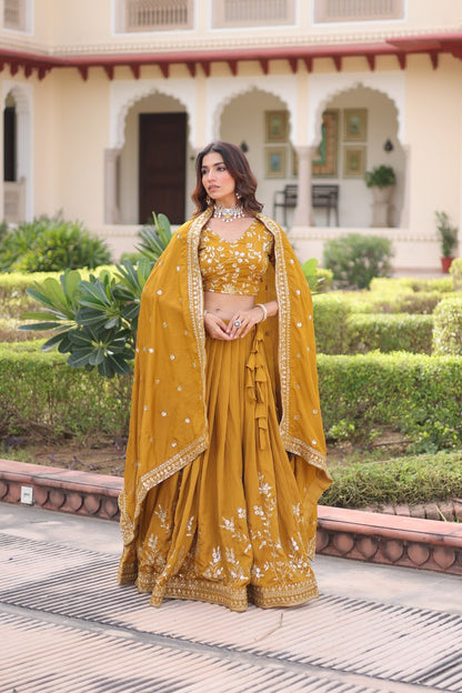 DESIGNER VICHITRA SILK SEQUINS & EMBROIDERED LEHENGA