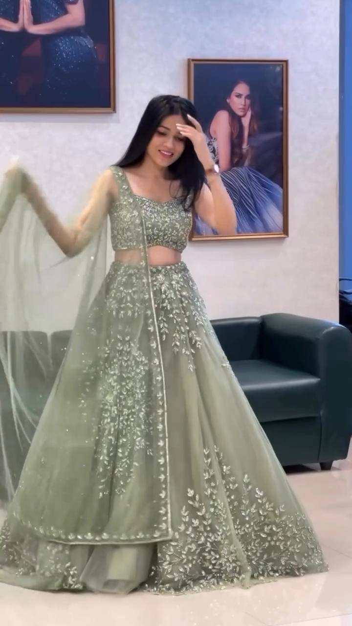 InCottoM - PREMIUM MINT GREEN LEHENGA CHOLI SET