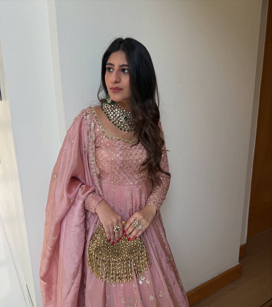 PINK PREMIUM DESIGNER GOWN WITH LEHENGA & DUPATTA SET