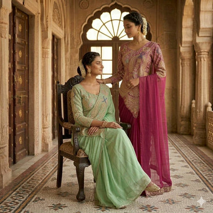 READY TO WEAR SAREE WITH HEAVY EMBROIDERY  WORK