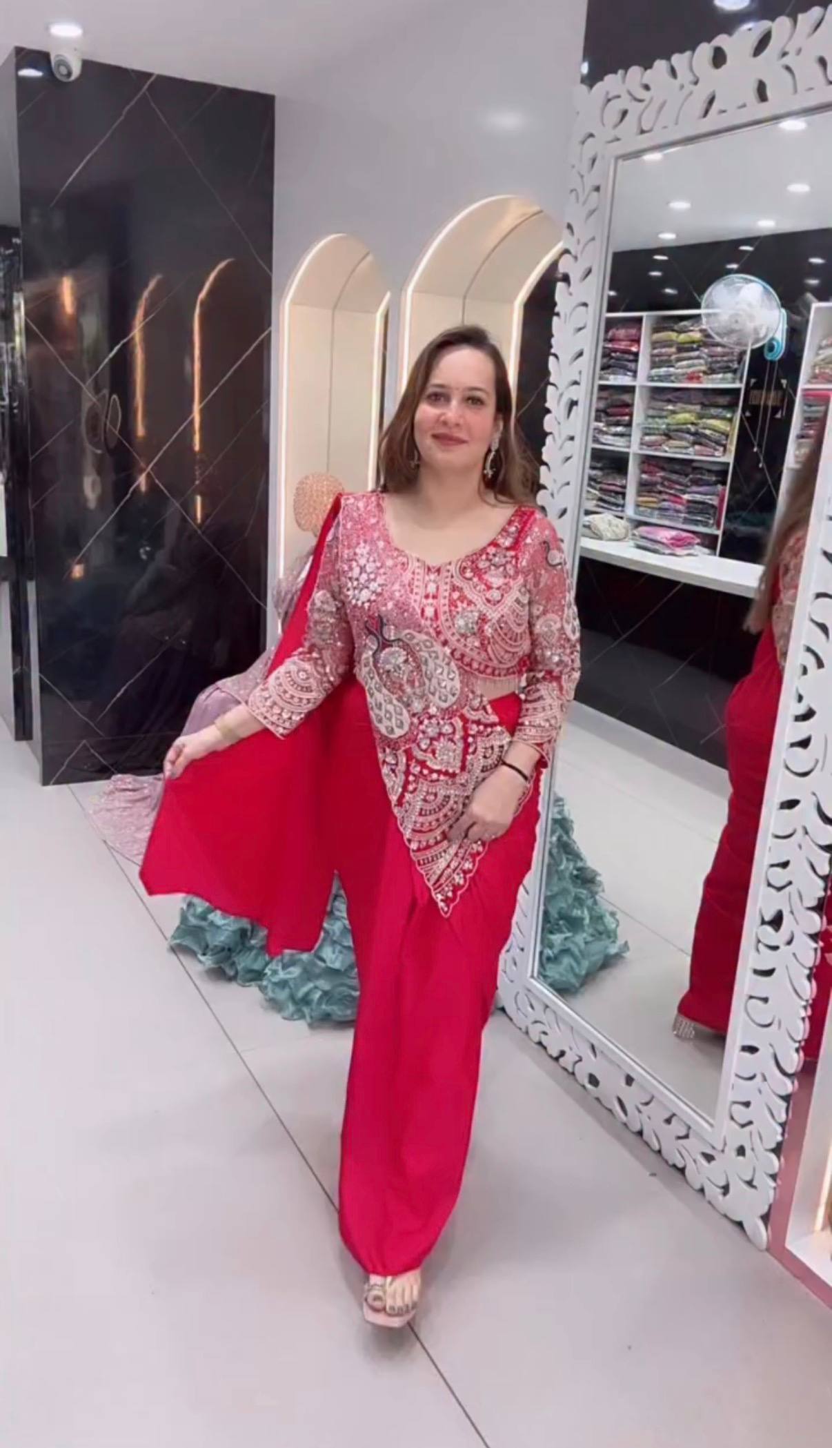 READY TO WEAR SAREE WITH HEAVY EMBROIDERY  WORK