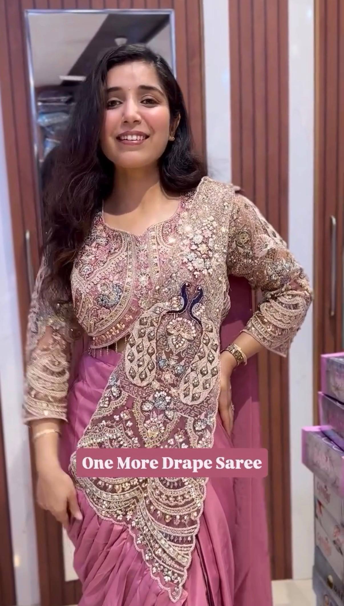 READY TO WEAR SAREE WITH HEAVY EMBROIDERY  WORK