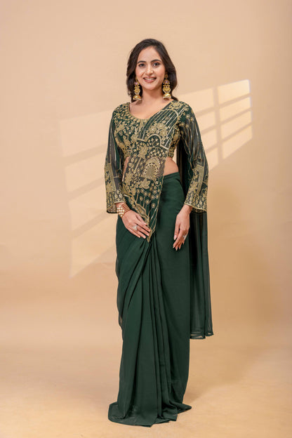 ZAVERI - READY TO WEAR SAREE WITH BEADS WORK