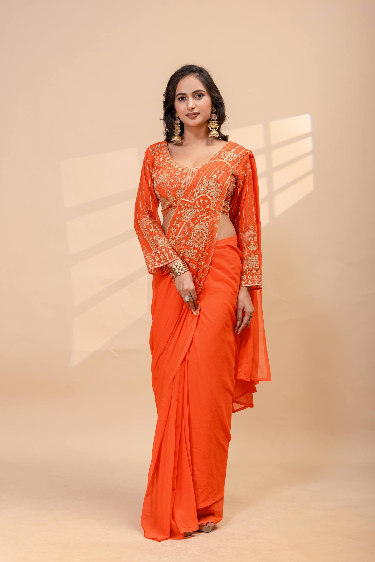ZAVERI - READY TO WEAR SAREE WITH BEADS WORK