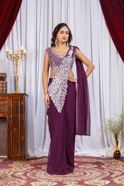 READY TO WEAR SAREE WITH EMBROIDERY WORK