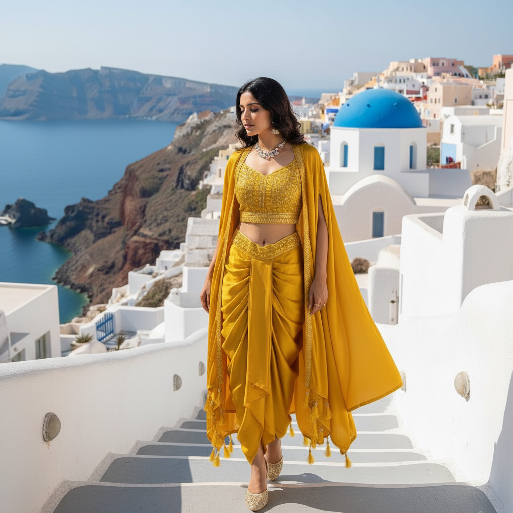 InCottoM - Special Indo Western Dhoti Style with Designer Shrug and Choli - SET OF 3