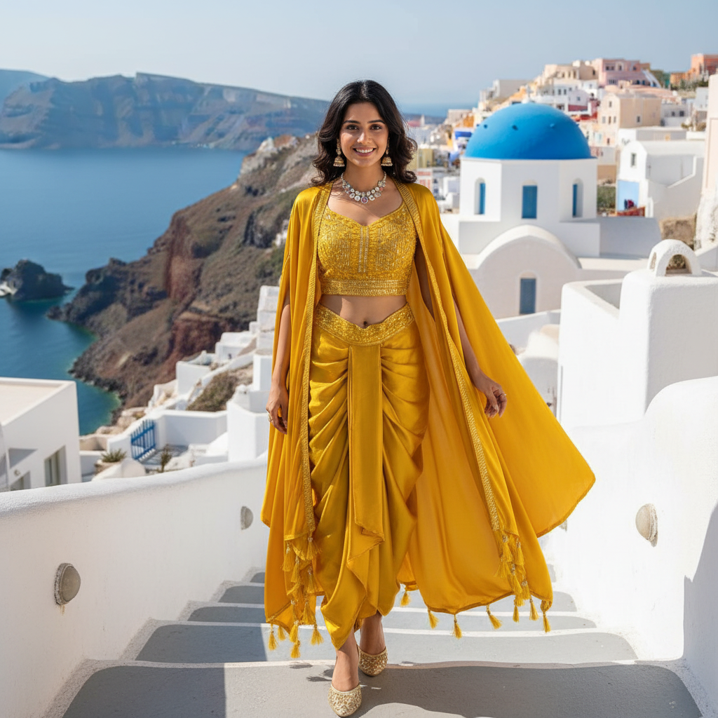 InCottoM - Special Indo Western Dhoti Style with Designer Shrug and Choli - SET OF 3