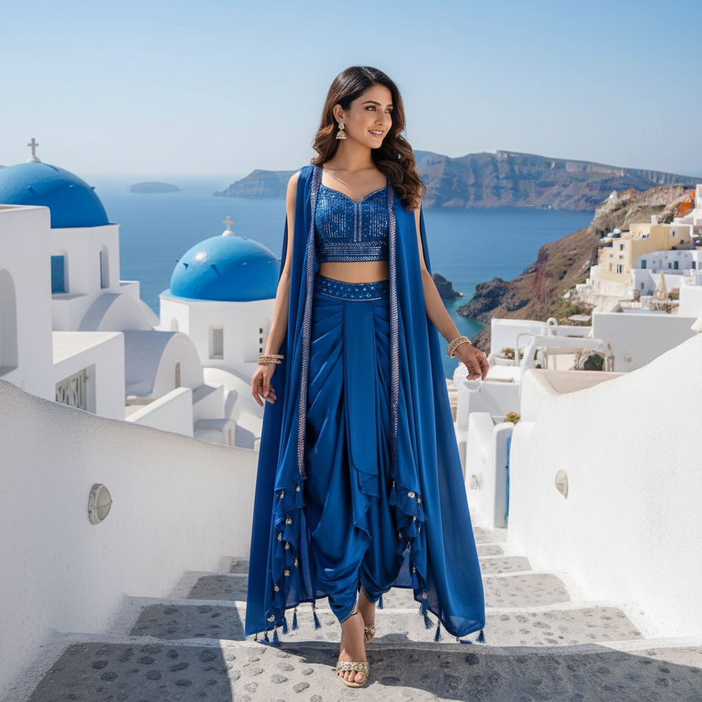 InCottoM - Special Indo Western Dhoti Style with Designer Shrug and Choli - SET OF 3