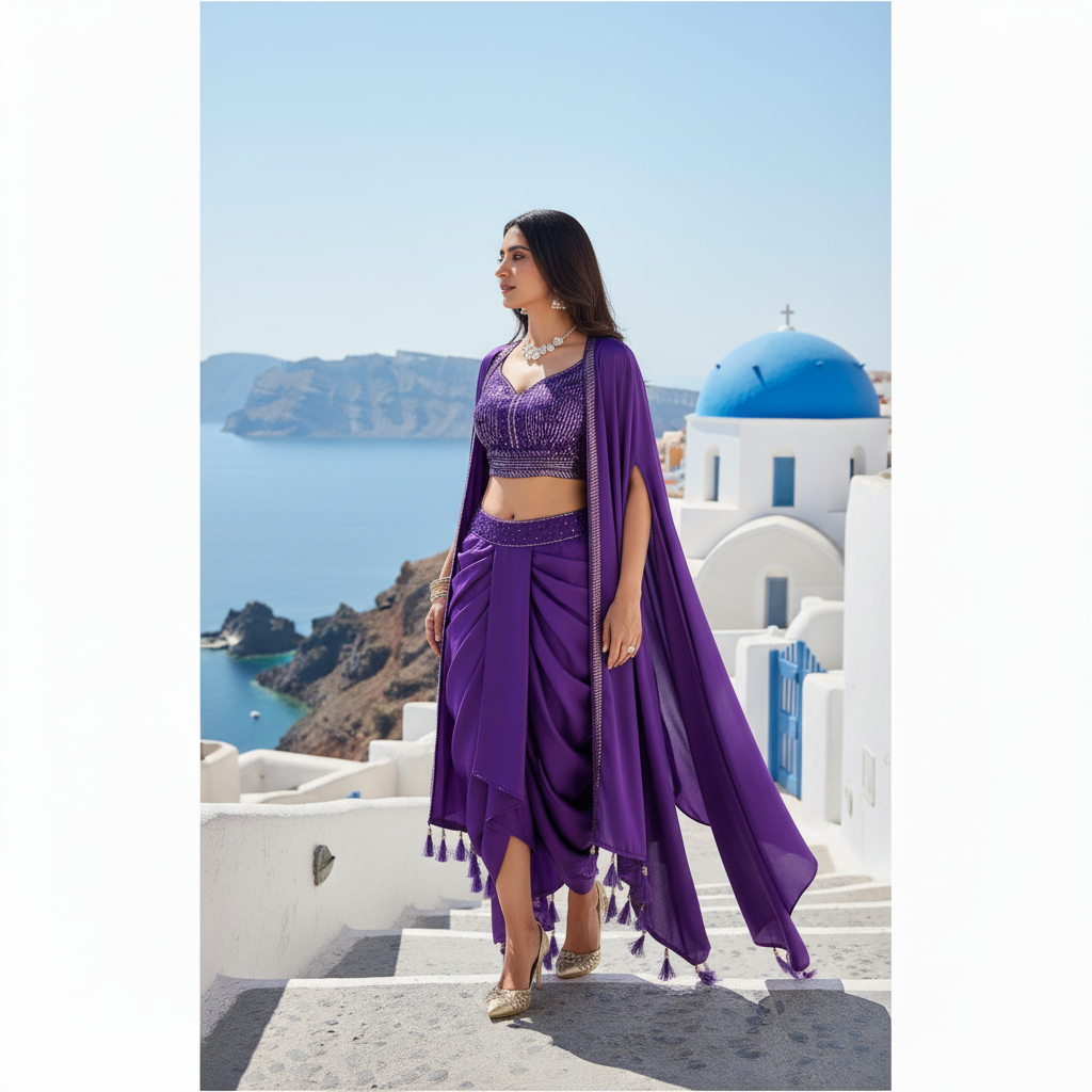 InCottoM - Special Indo Western Dhoti Style with Designer Shrug and Choli - SET OF 3