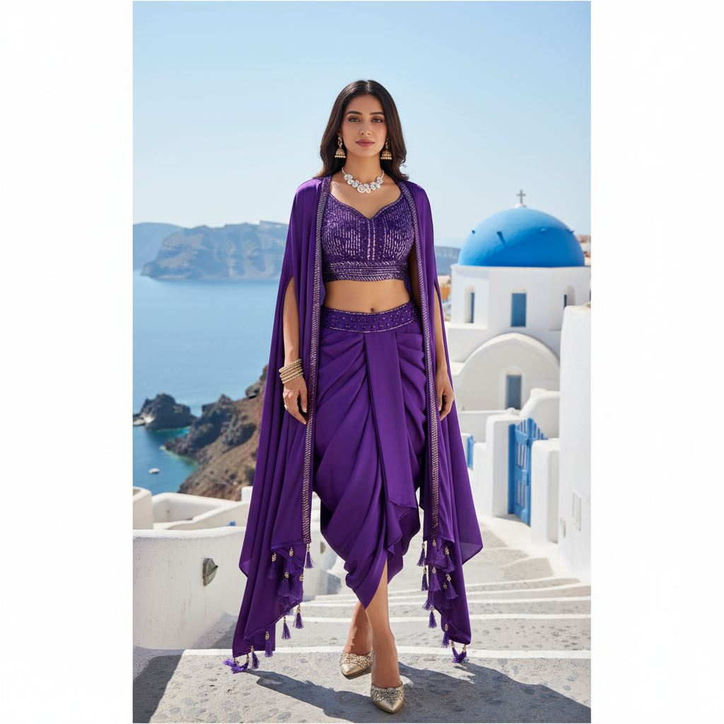 InCottoM - Special Indo Western Dhoti Style with Designer Shrug and Choli - SET OF 3