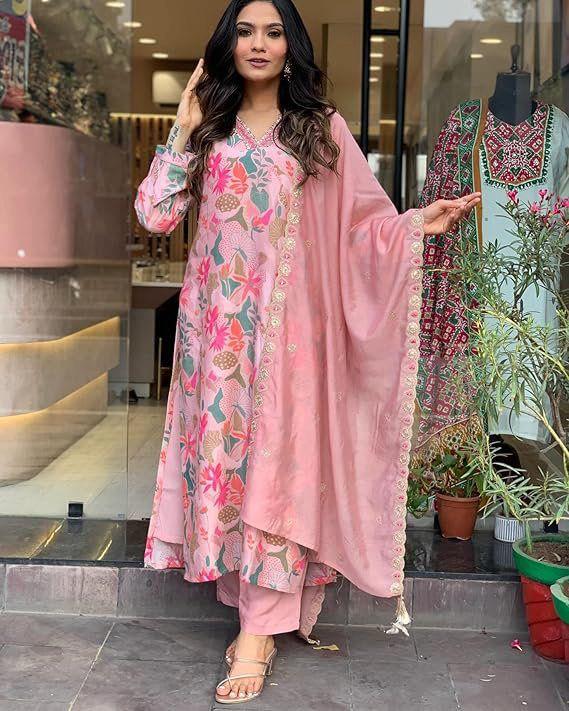 PINKISH - EMBROIDERY AND SEQUENCE WORK KURTA SET OF 3