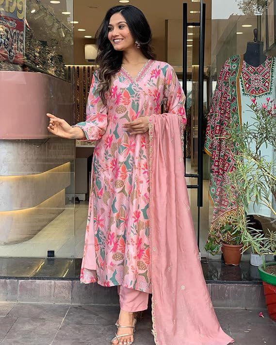 PINKISH - EMBROIDERY AND SEQUENCE WORK KURTA SET OF 3