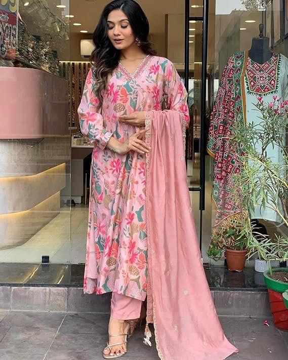 PINKISH - EMBROIDERY AND SEQUENCE WORK KURTA SET OF 3