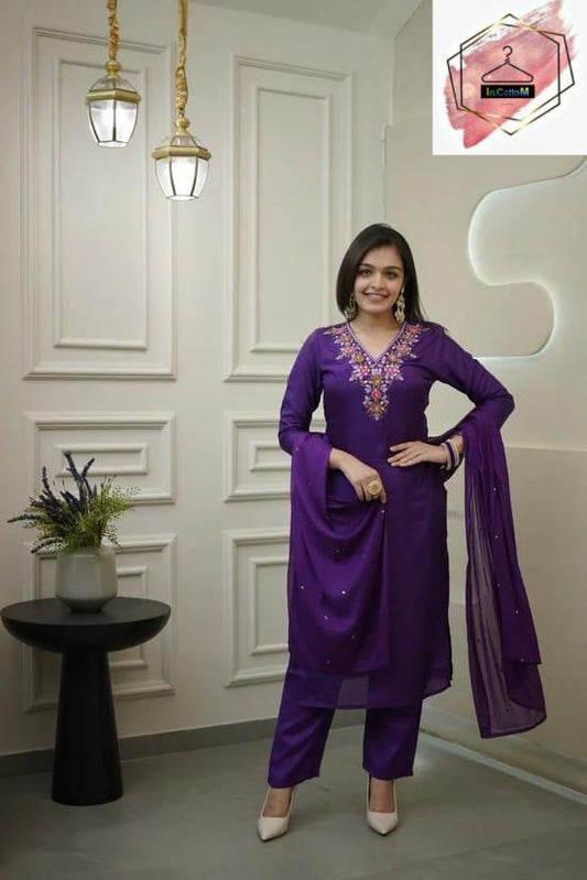 INDIGO PURE SILK BEAUTIFUL KURTA SET OF 3