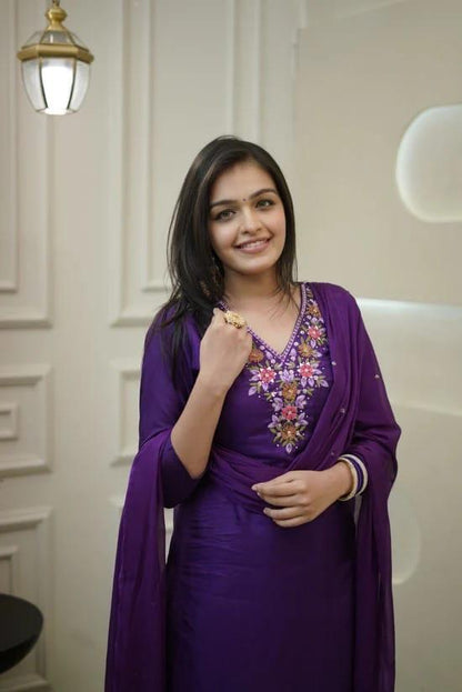 INDIGO PURE SILK BEAUTIFUL KURTA SET OF 3