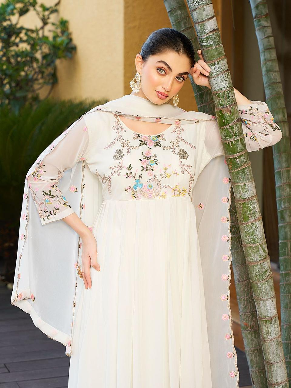 GLORIOUS IVORY PARTY WEAR GOWN - WHITE