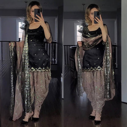 BLACK TOP AND DHOTI SALWAR SUIT - SET OF 3