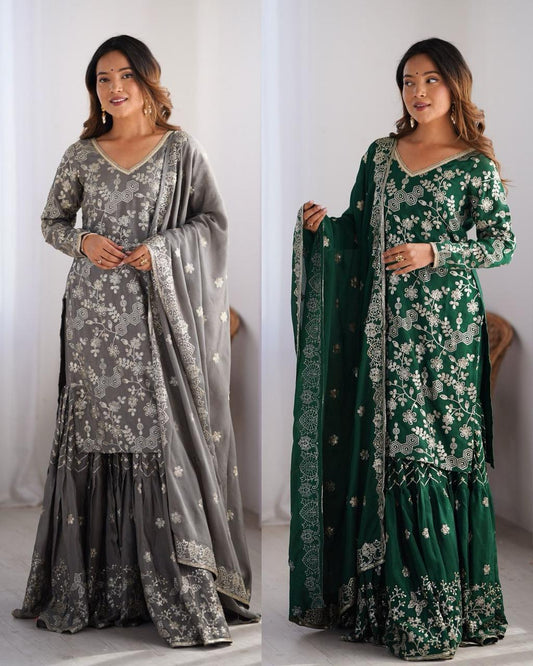 ZARINA SEQUENCE SHARARA SUIT - SET OF 3