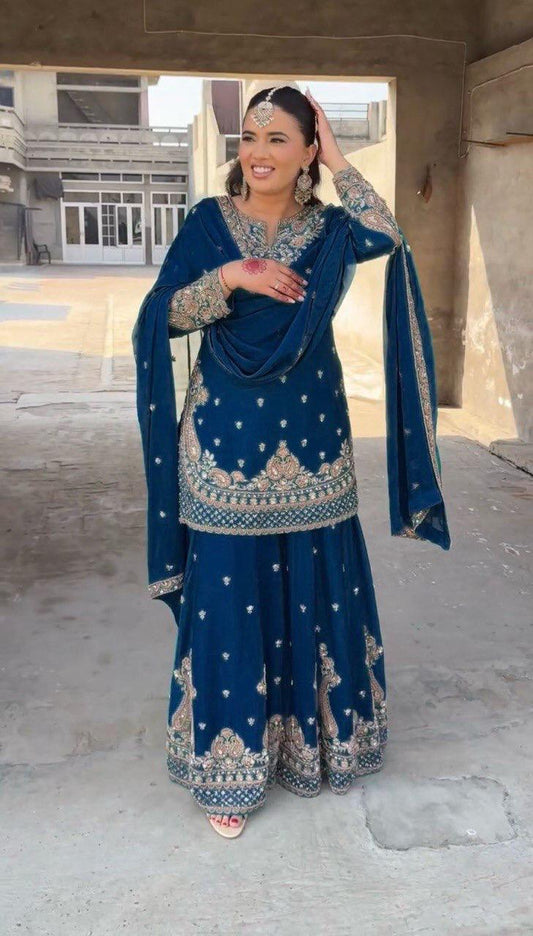CHINON SILK KURTA SET WITH DUPATTA