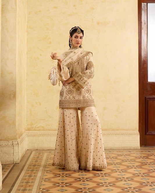 NAAZ - HEAVY SILK KURTA SHARARA - SET OF 3