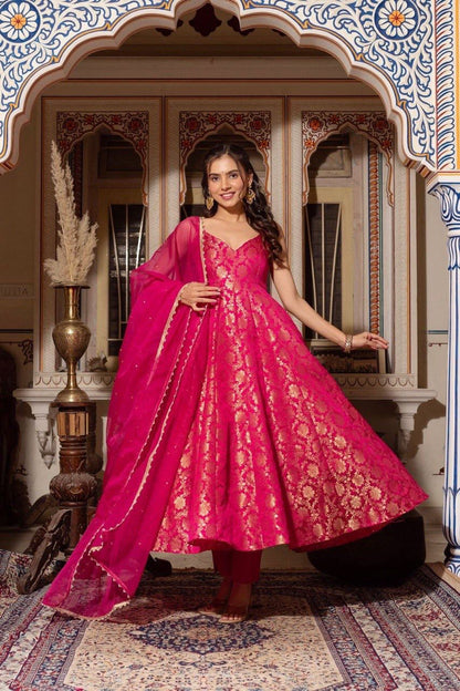 PINK ANARKALI SET WITH DUPATTA