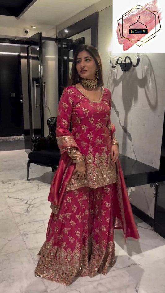 SIMMER SILK SHARARA KURTA SET