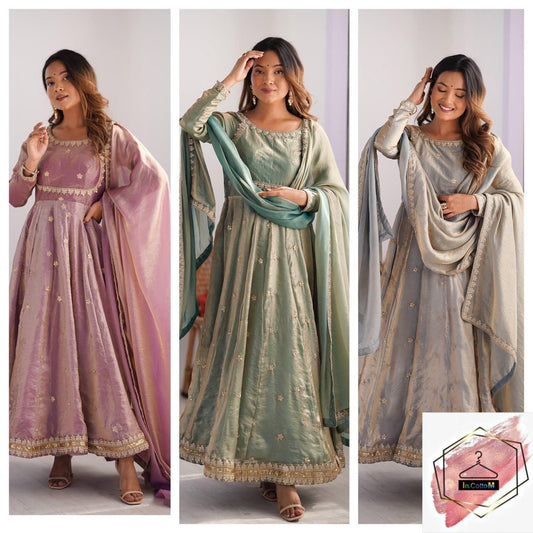 SILK ANARKALI SET- (SET OF 3)
