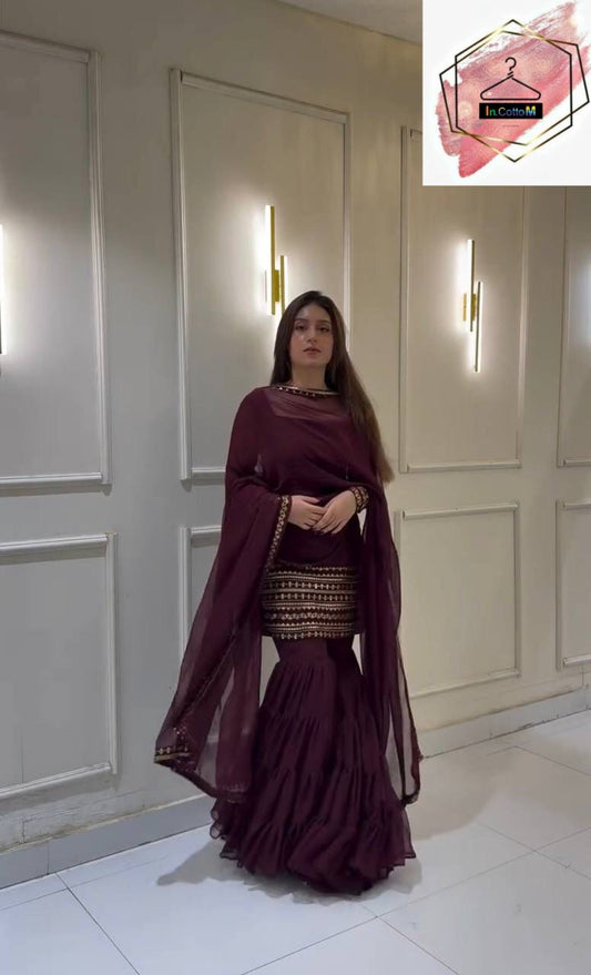 TOP - SHARARA AND DUPATTA WITH HEAVY EMBROIDERY WORK