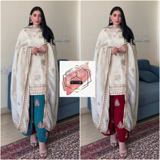 TOP - BOTTOM AND DUPATTA WITH HEAVY EMBROIDERY WORK