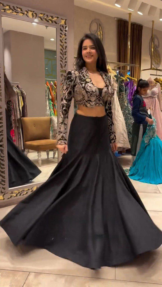 FISHLY STYLE BLACK ETHNIC WEAR LEHENGA- SET OF 3