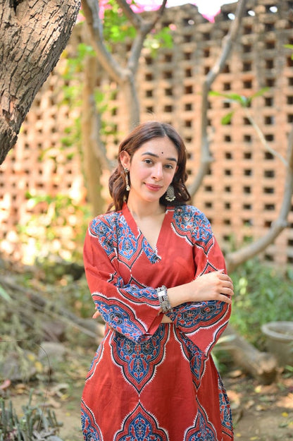AZURE  RED CO-ORT SET