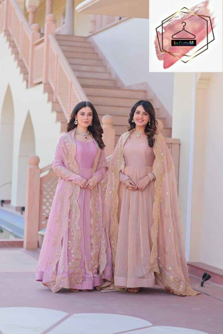 FENDY CHIFFON GOWN WITH SEQUINS MULTI EMBROIDERY WORK DUPATTA