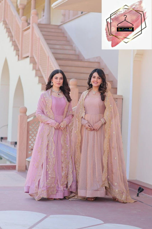 FENDY CHIFFON GOWN WITH SEQUINS MULTI EMBROIDERY WORK DUPATTA